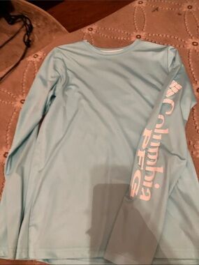 Columbia Light Blue Long Sleeve Performance Tee with Sleeve Logo